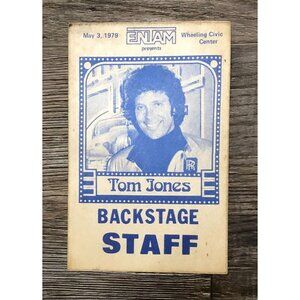 Vintage May 3, 1979 Tom Jones Backstage Pass Staff Sticker
